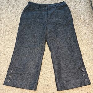 Ann Trinity Herringbone Cropped Tweed Pants With Button Details At Hem - Size 8